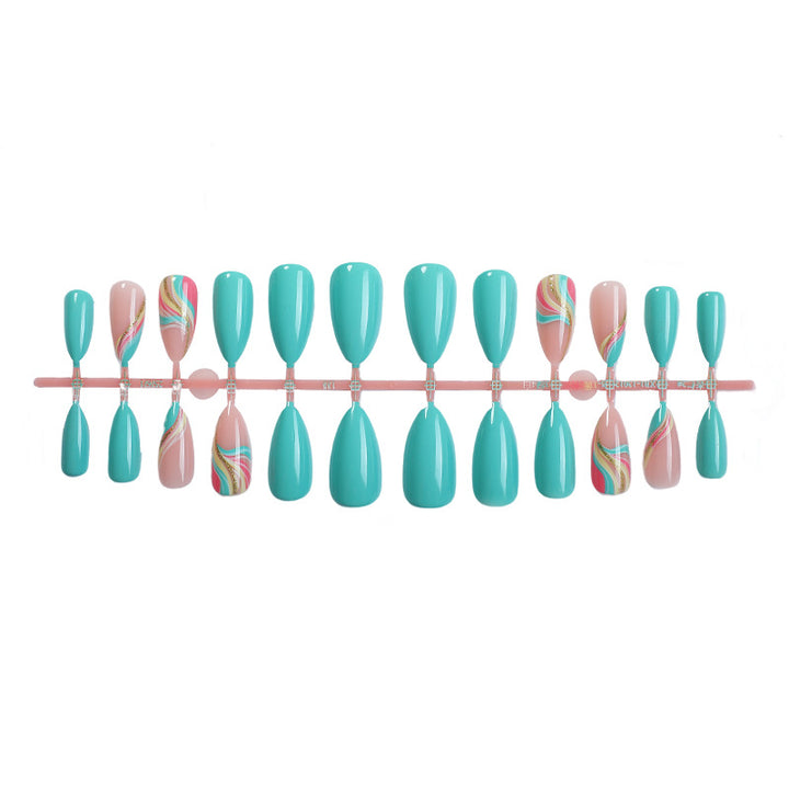 Artistic Press-On Nails Set with Unique Swirl Patterns kalsten