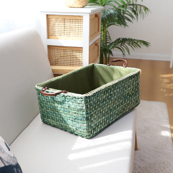 Handcrafted organizer basket with two handles Kalsten