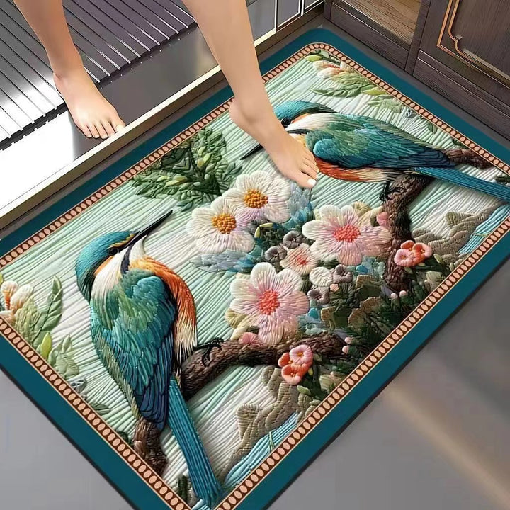 Floral-Embossed Memory Foam Bath Mat Kalsten