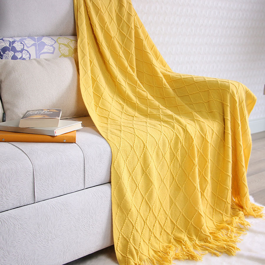 Luxurious Textured Knit Throw Blanket Kalsten