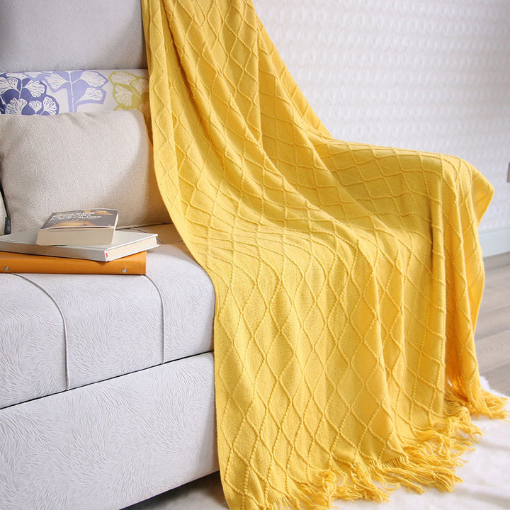 Luxurious Textured Knit Throw Blanket Kalsten