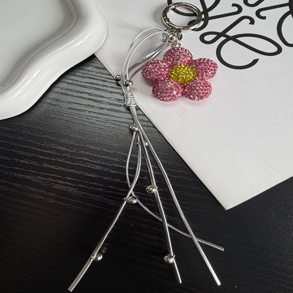 Rhinestone Flower Charm Keychain Kalsten
