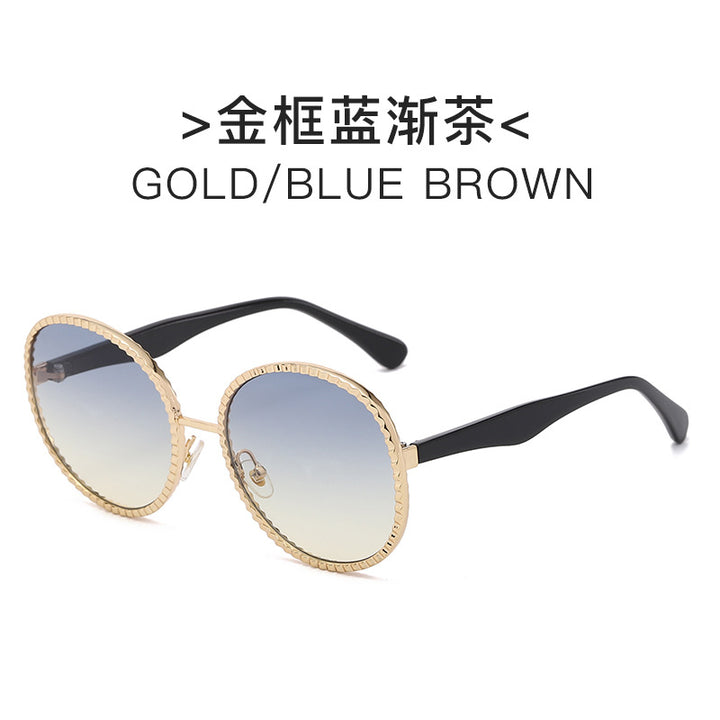 Women elegant oversized sunglasses with woven golden frame Kalsten