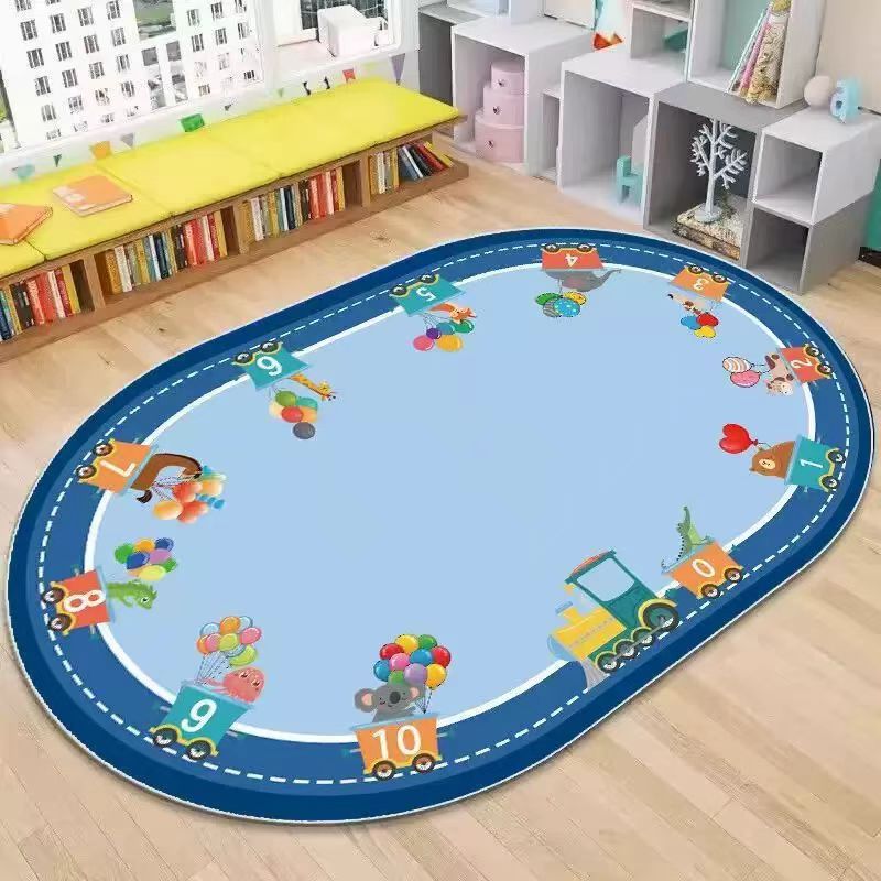 Playful Train-Themed Area Rug