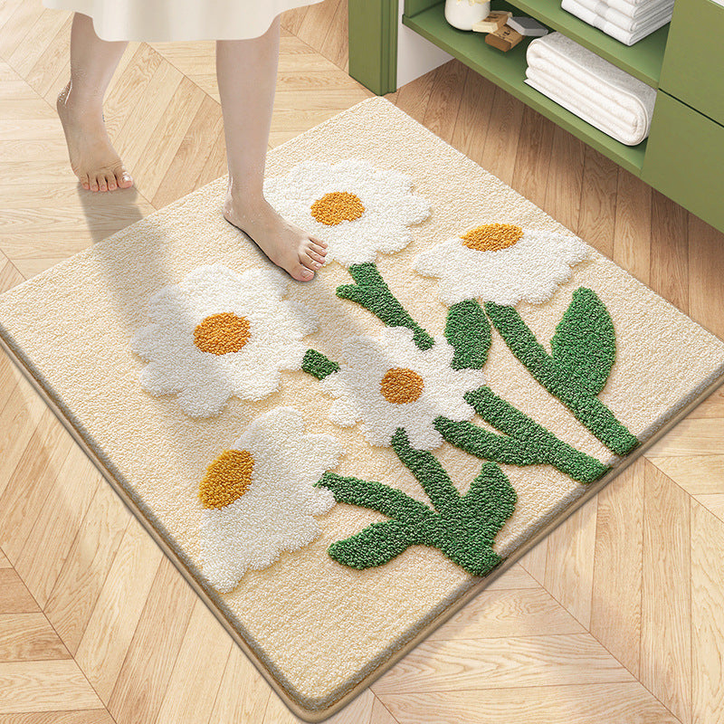 Floral Patterned Plush Bath Mat Kalsten