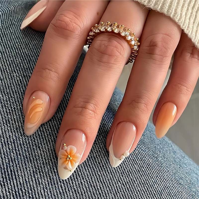 Decorative Floral Acrylic Nail Set Kalsten