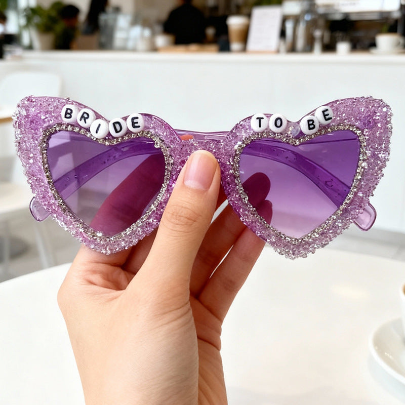 Rhinestone-Embellished Heart Sunglasses Kalsten