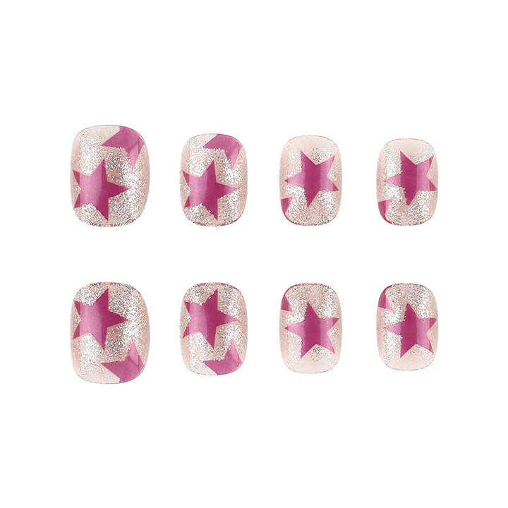 Artistic Press-On Nails with Star and Glitter Design Kalsten