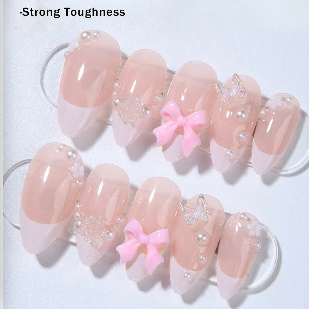 Artificial nail set with romantic flower and glitter accents Kalsten