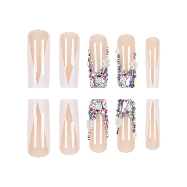 Luxury Stiletto Press-On Nails with Floral Embellishments Kalsten
