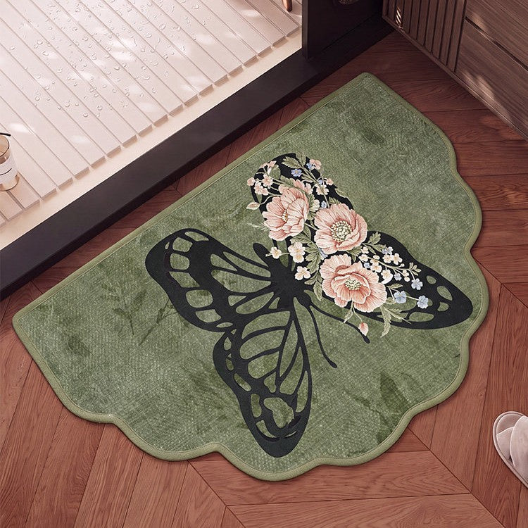 Floral Embroidered Bathroom Mat for Home