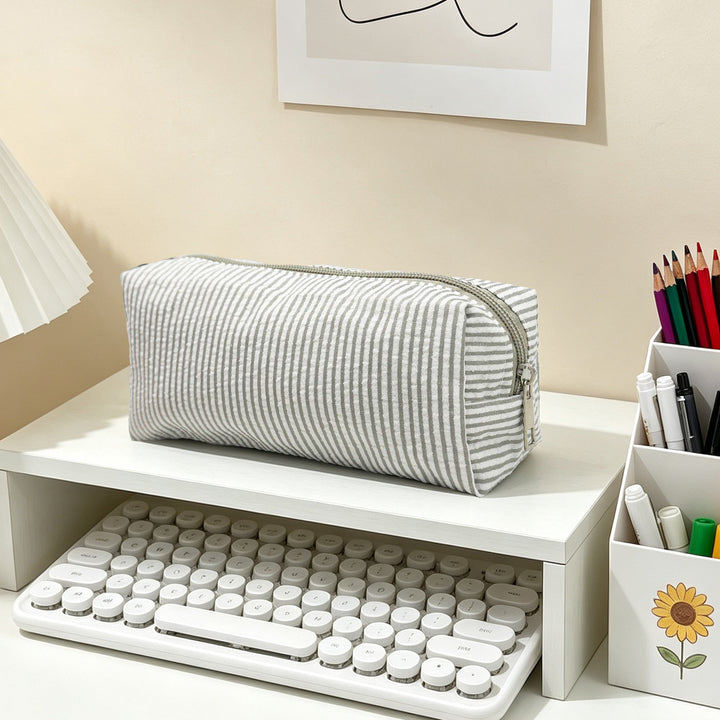 Striped Zippered Pencil Case Bag Kalsten