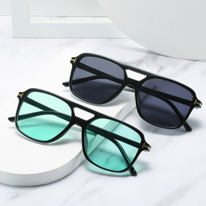 Square Frame Sunglasses with Unique Lens Cut Kalsten