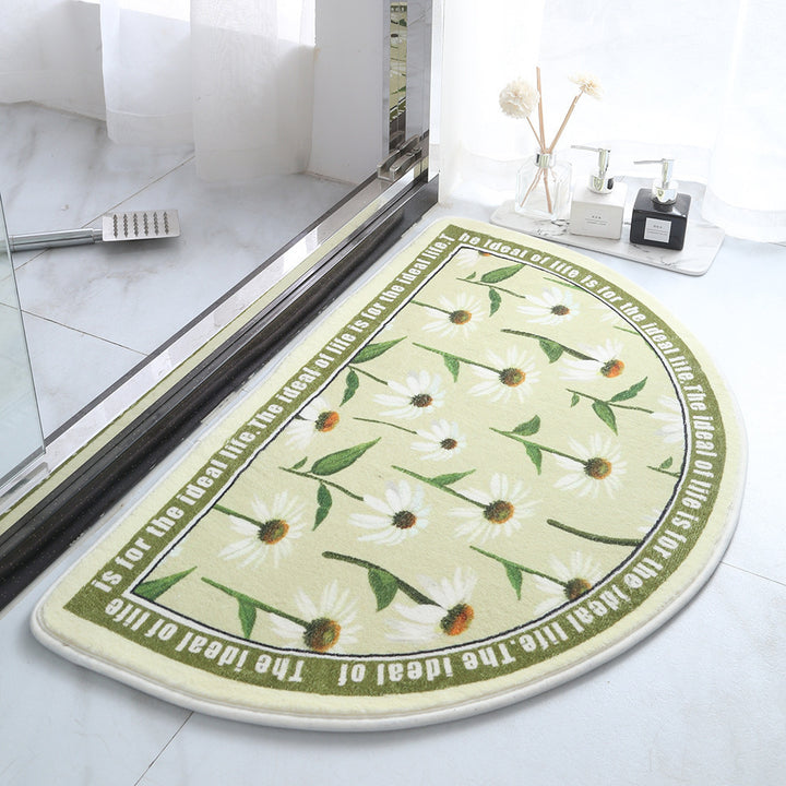 Flower Print Half Moon Bath Mat