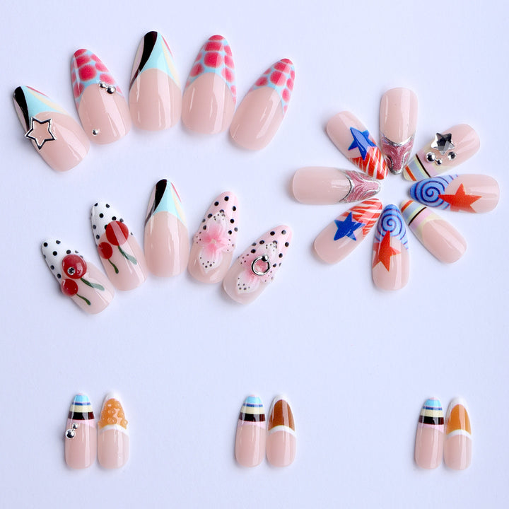 Artificial nails with creative design and sparkling accents Kalsten