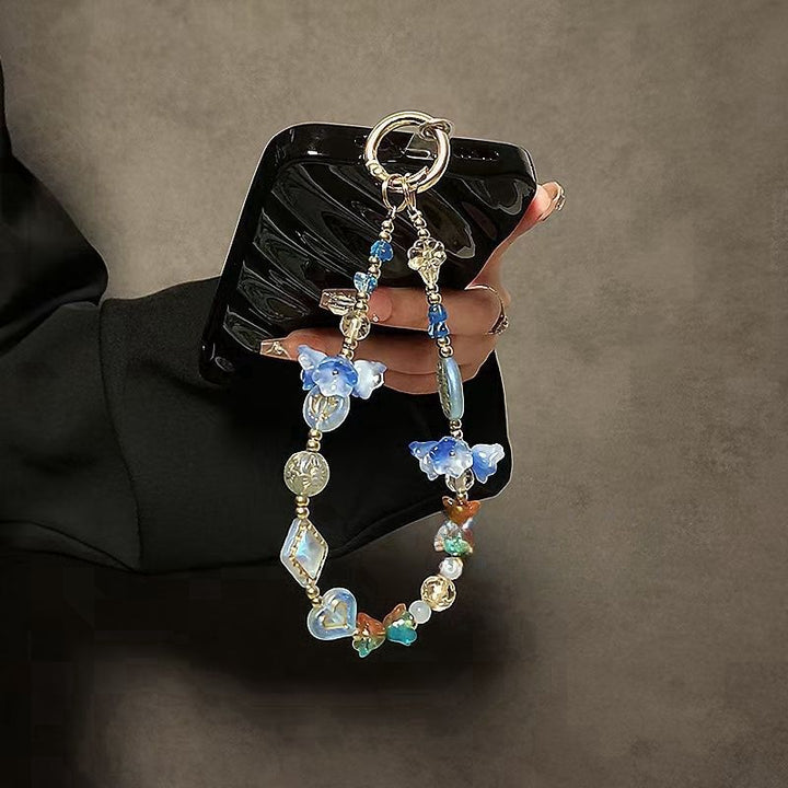 Decorative Flower-Themed Beaded Keychain Kalsten