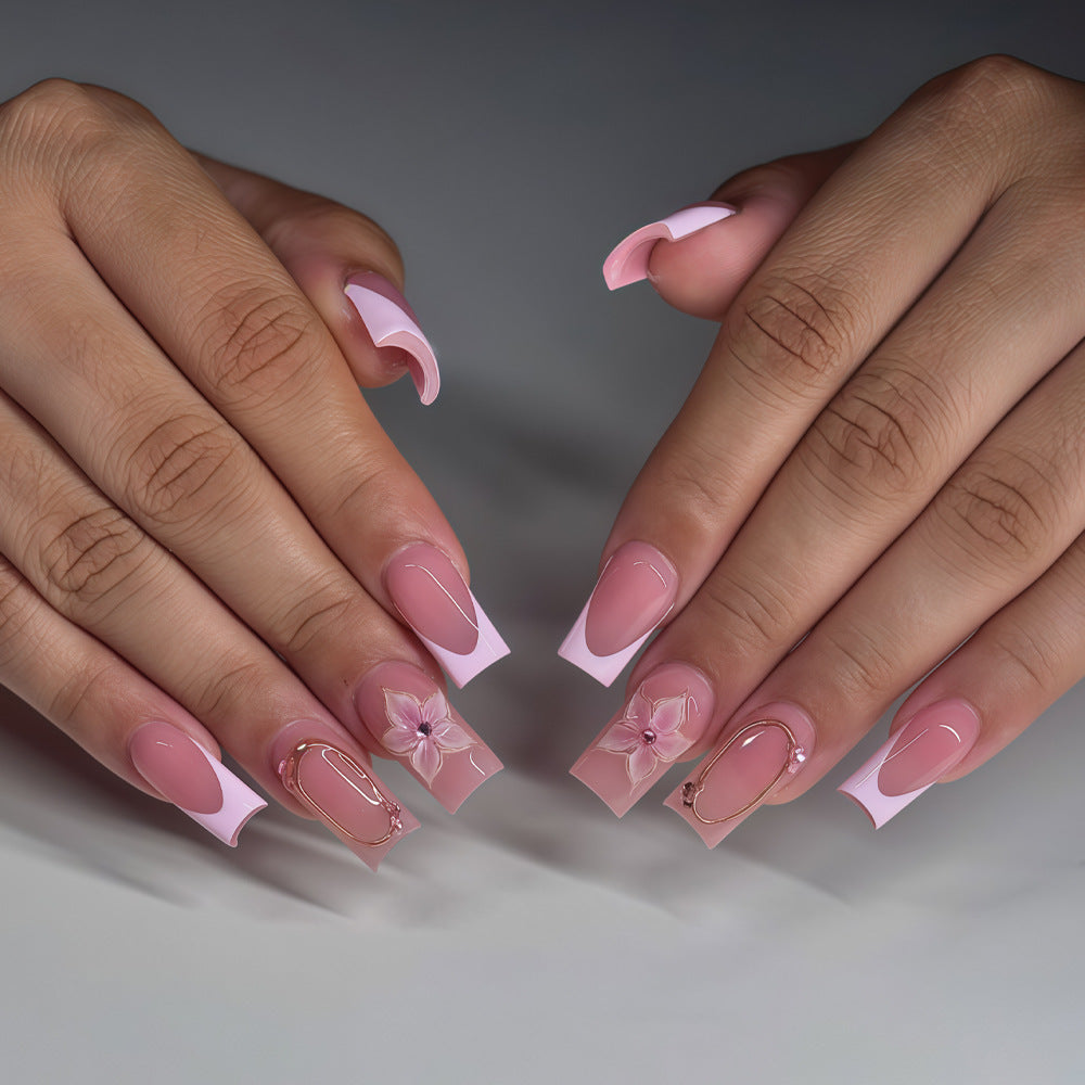 Artificial Nail Set with Floral Decorations Kalsten