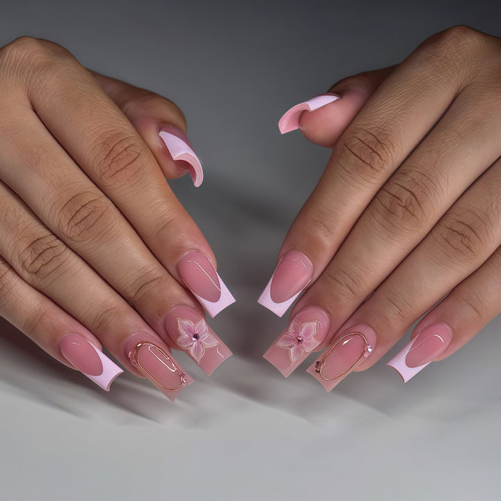Artificial Nail Set with Floral Decorations Kalsten