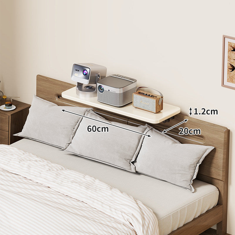 Headboard-Mounted Floating Bedside Shelf for Projectors and Devices