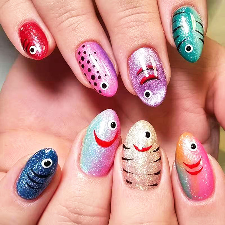 Creative artificial nails with cheerful fish design Kalsten