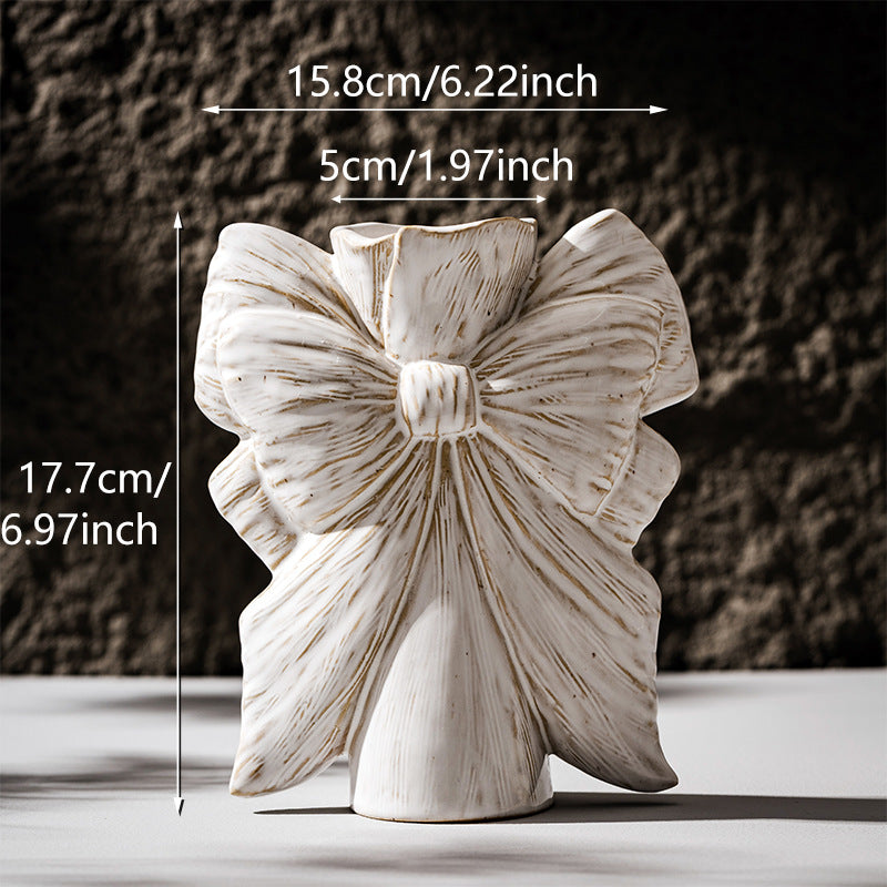 Ceramic Sculptural Belt Bow Table Vase with Narrow Neck