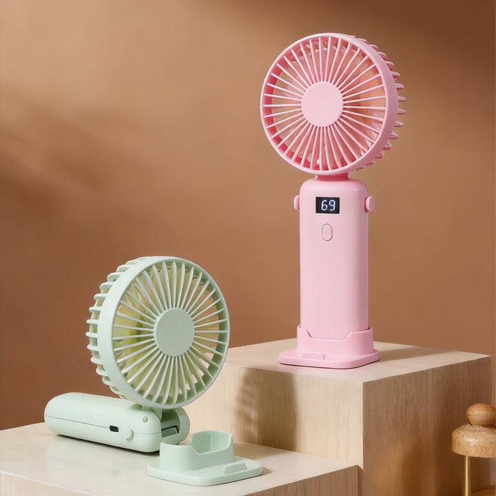Women Portable Handheld Fan with Digital Display and USB Port Kalsten