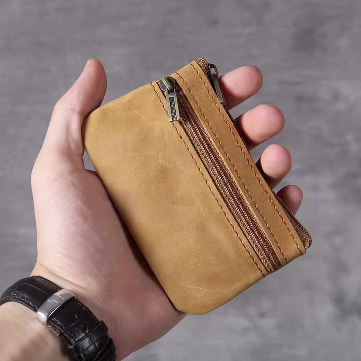 Compact Leather Zippered Coin Pouch Kalsten