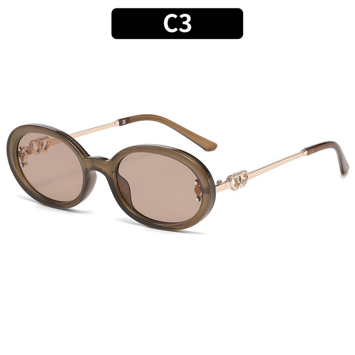 Premium Oval Frame Sunglasses with Decorative Metal Accents