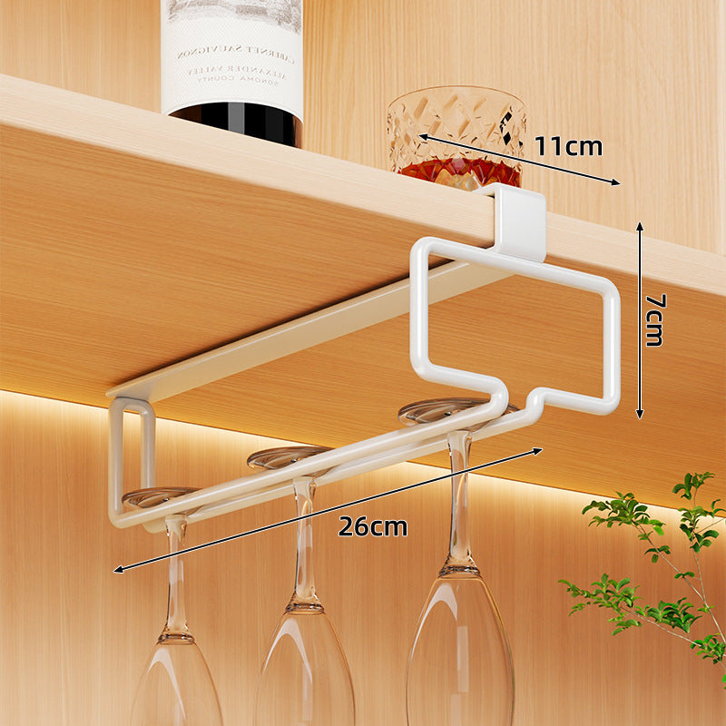 Under-Shelf Stainless Steel Double-Row Wine Glass Holder Rack
