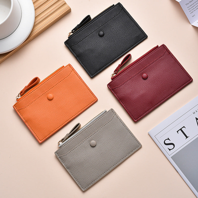 Textured  Leather Zip Card Holder Kalsten