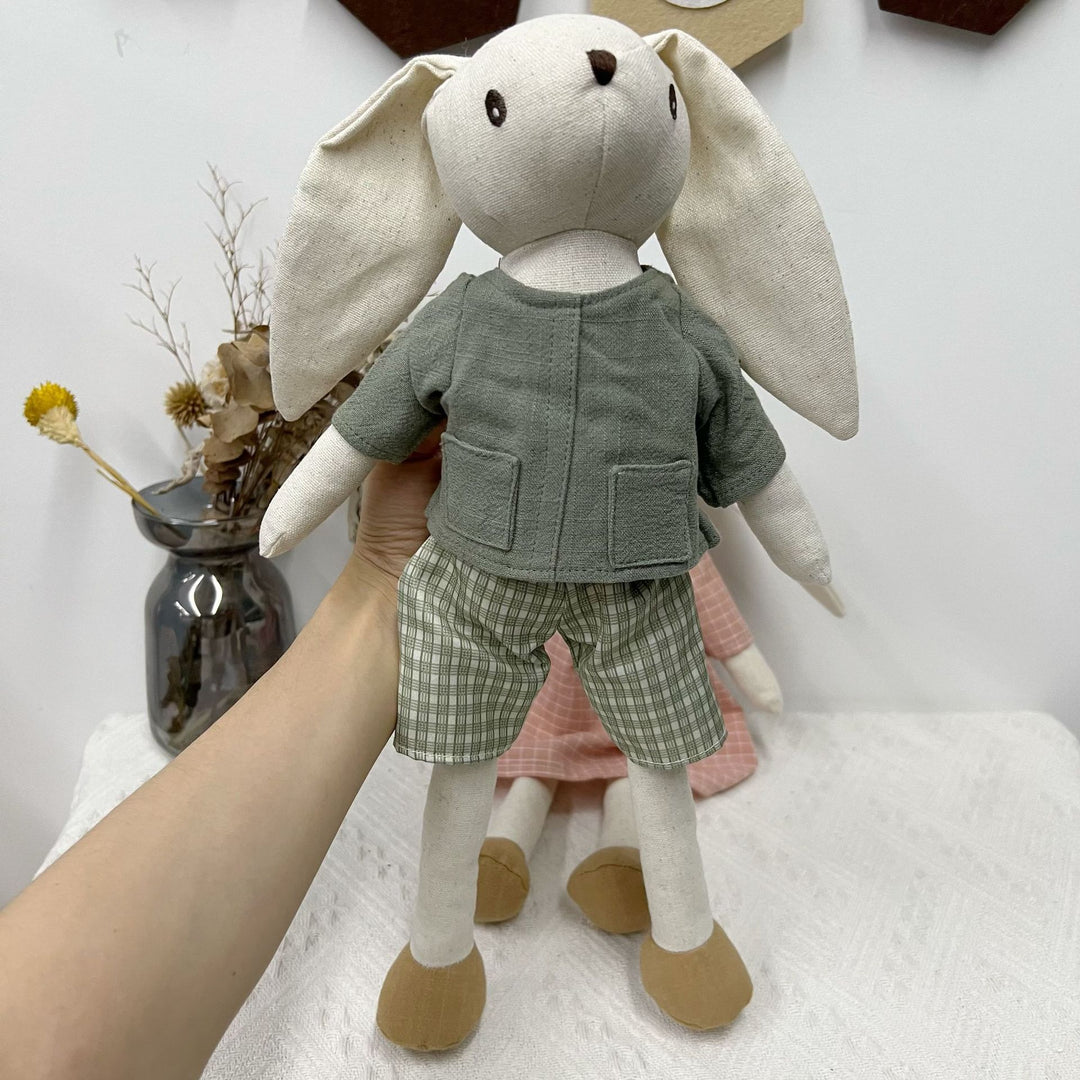 Handmade Organic Linen Bunny Doll with Long Limbs