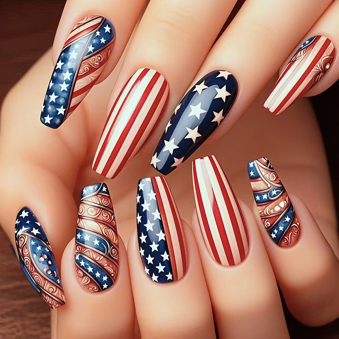 Nail art with creative patriot designs Kalsten
