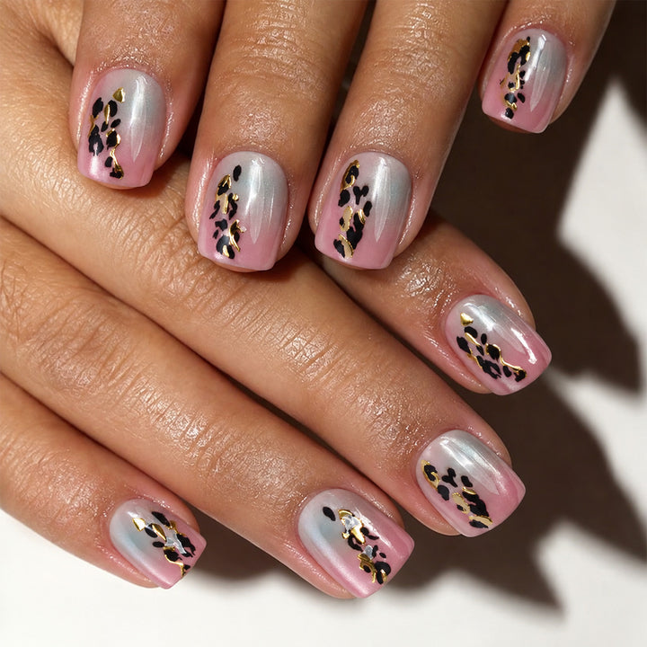 Artistic Press-On Nail Set with Floral Accents Kalsten