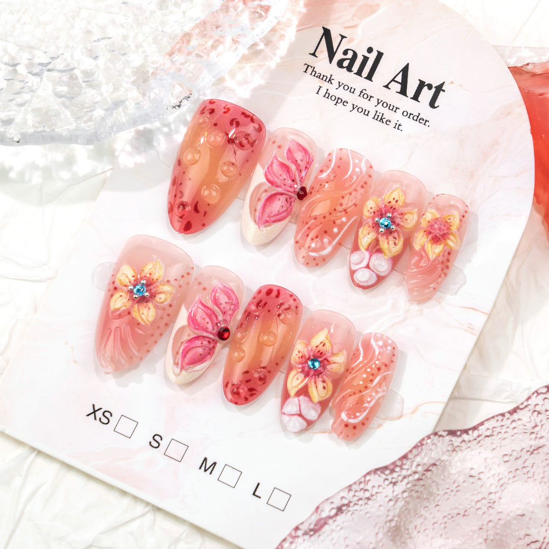 Floral Decorative Press-On Nail Art