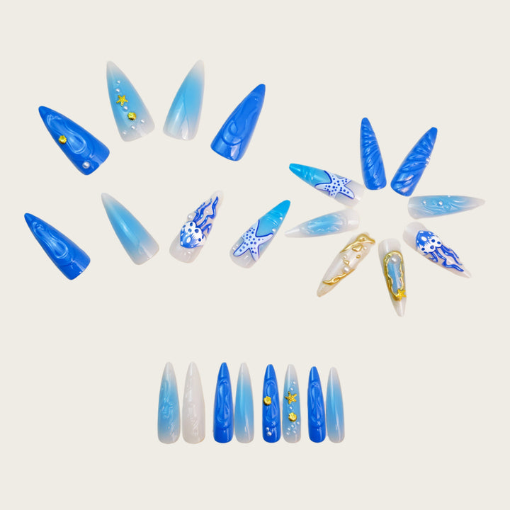 Exclusive artificial nails with maritime design Kalsten