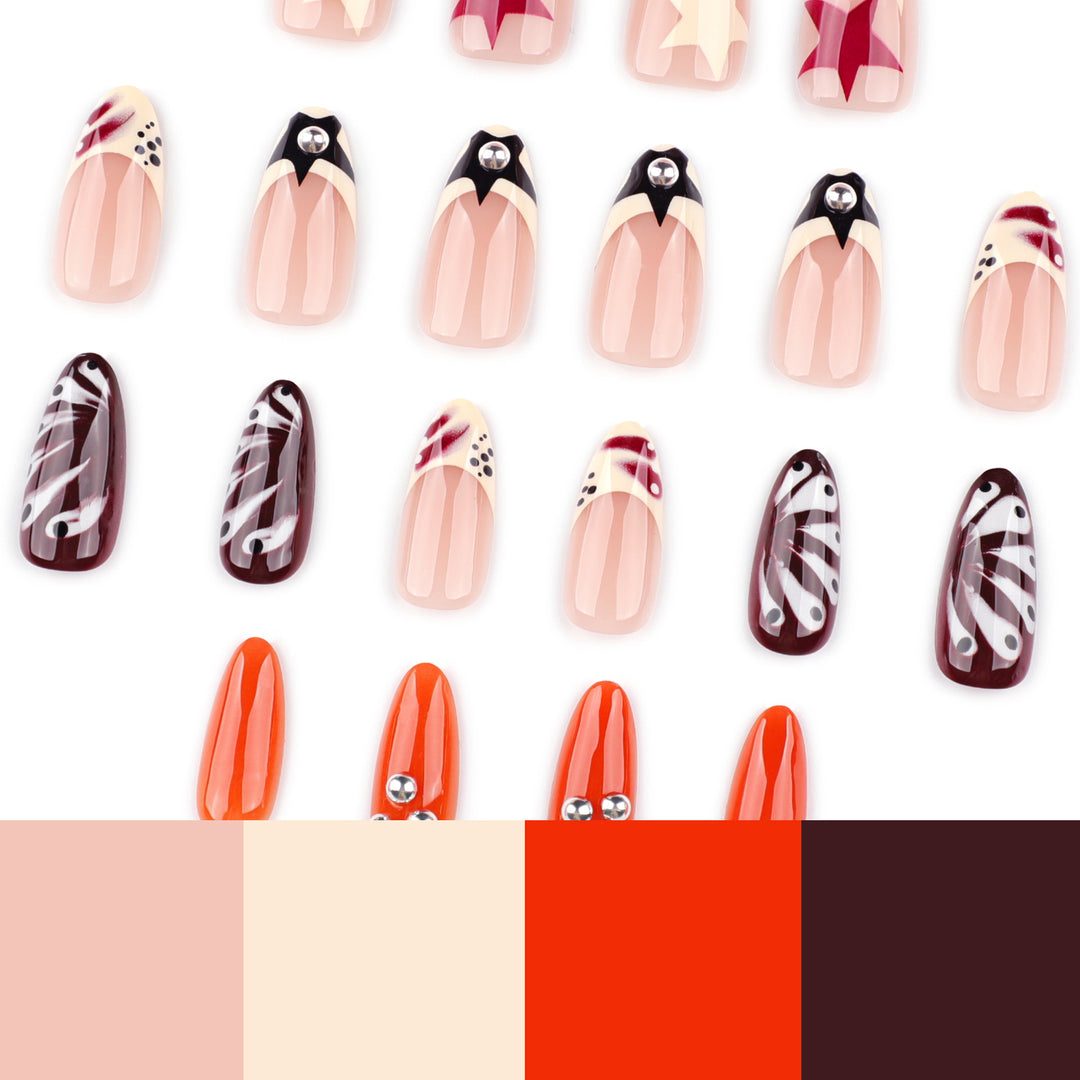 Artistic acrylic nails with creative 3D decorations Kalsten