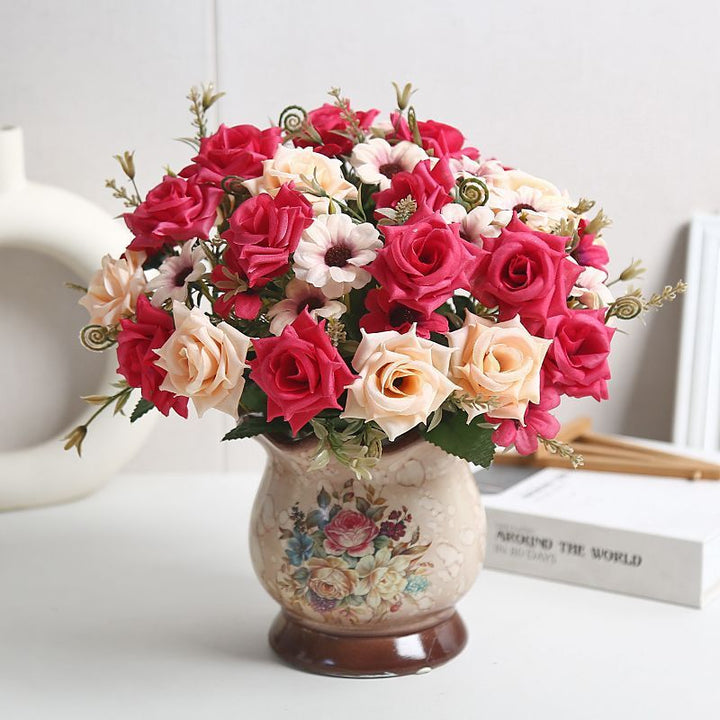 Lifelike Floral Arrangement in Modern Vase