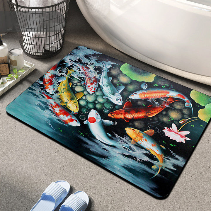Floral Design Memory Foam Bath Mat Kalsten