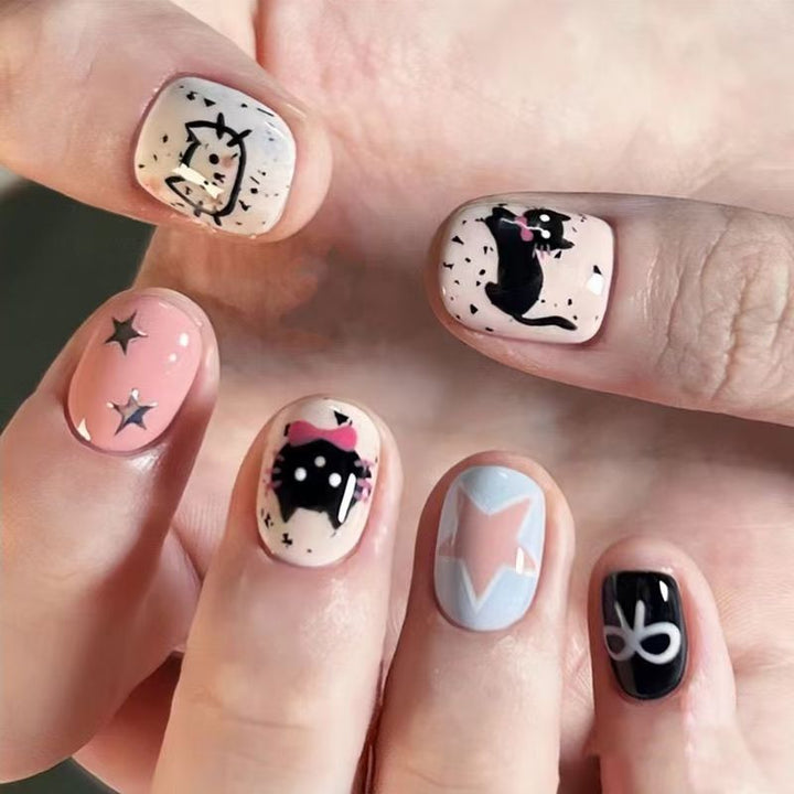 Decorative Character-Themed Press-On Nails with 3D Elements Kalsten