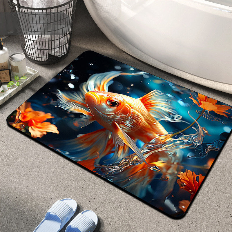 Floral Design Memory Foam Bath Mat Kalsten