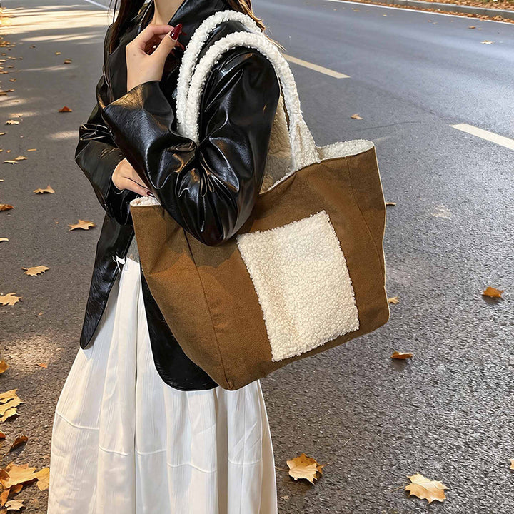 Cozy Sherpa Lined Tote Bag Kalsten