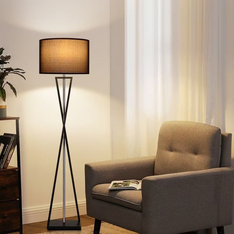 Modern Geometric Floor Lamp with Elegant Fabric Shade