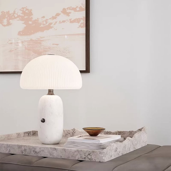 Modern Sculpted Table Lamp with Pleated Shade