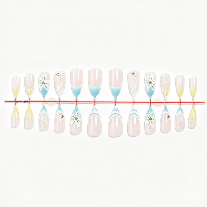 Art nail set with elegant flower design and stylish color gradients Kalsten