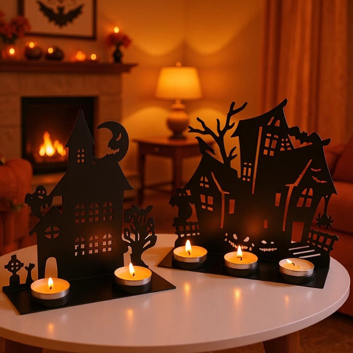 Haunted House Metal Tealight Candle Holder Decor Kalsten