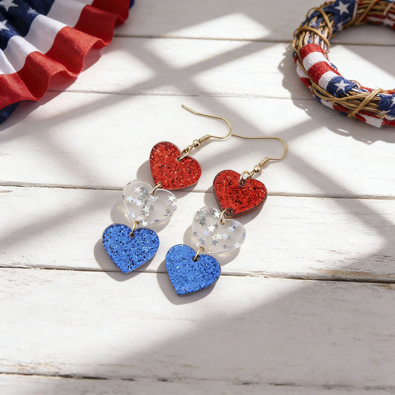 Ladies nan statement earrings with bow shape and American flag pendant Kalsten