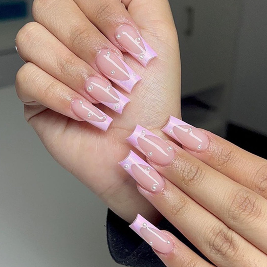 Elegant 3D Pearl Accented Nail Art Extensions Kalsten
