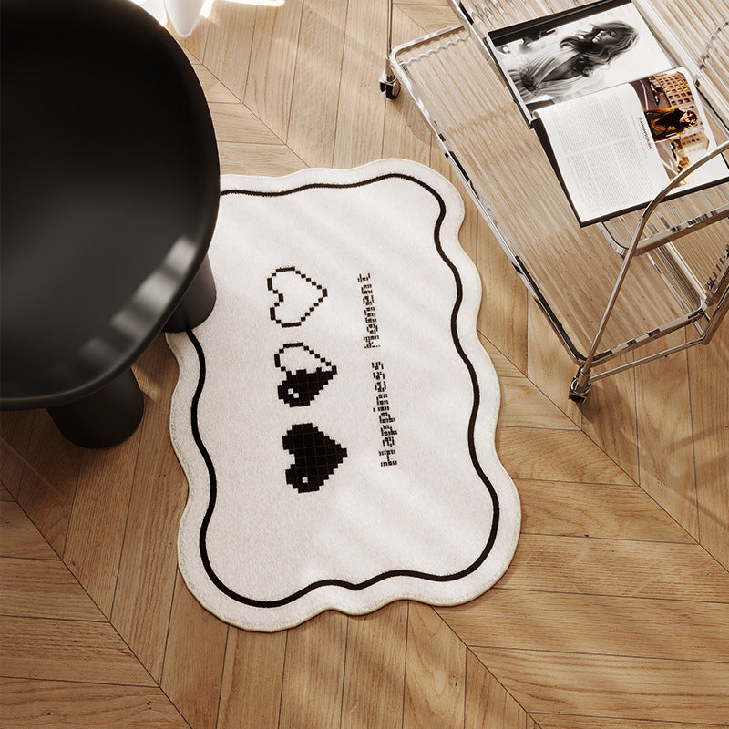 Heart-Themed Plush Bath Mat