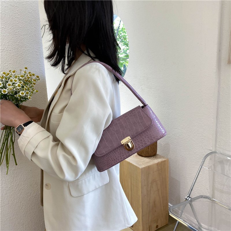 Textured Crocodile-Style Shoulder Bag