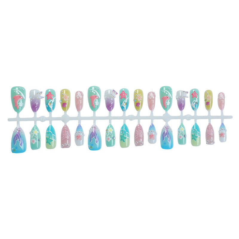 Mermaid-Themed Decorative Press-On Nails